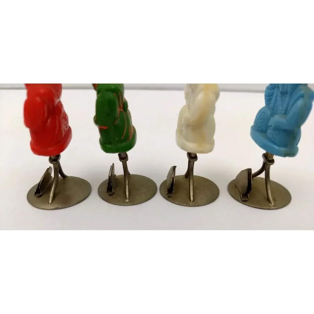 Eskimo Party Card Name Place Holder Set of 4 Vintage Carved Red Green White Blue